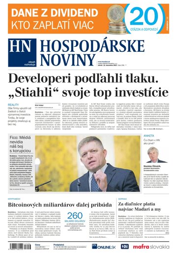 Obálka e-magazínu Hospodárske noviny 12.12.2017