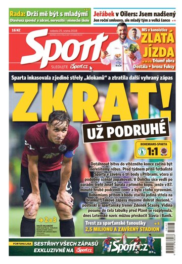Obálka e-magazínu Sport 25.8.2018