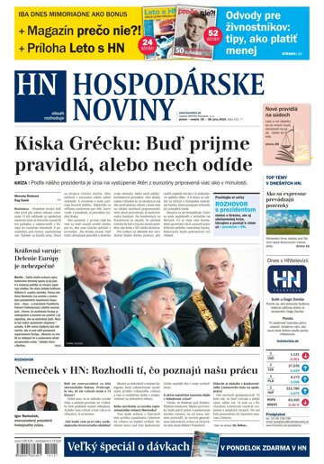 Obálka e-magazínu Hospodárske noviny 26.06.2015