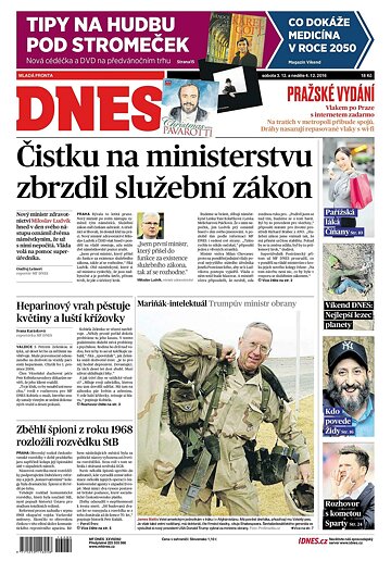 Obálka e-magazínu MF Dnes 3.12.2016