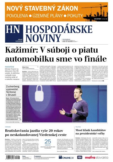Obálka e-magazínu Hospodárske noviny 23.05.2018