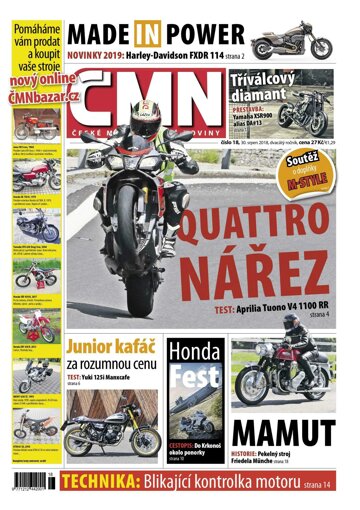 Obálka e-magazínu ČESKÉ MOTOCYKLOVÉ NOVINY 18/2018