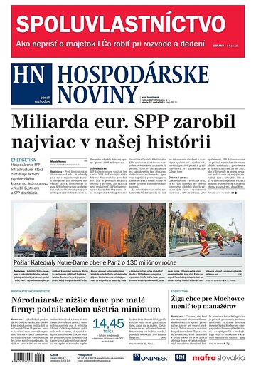 Obálka e-magazínu Hospodárske noviny 17.04.2019