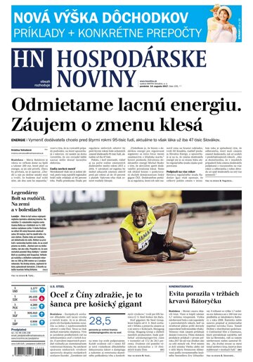 Obálka e-magazínu Hospodárske noviny 14.08.2017