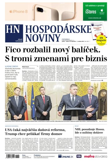 Obálka e-magazínu Hospodárske noviny 29.09.2017