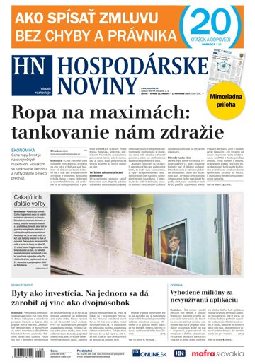 Obálka e-magazínu Hospodárske noviny 31.10.2017