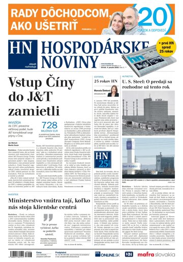 Obálka e-magazínu Hospodárske noviny 04.01.2018