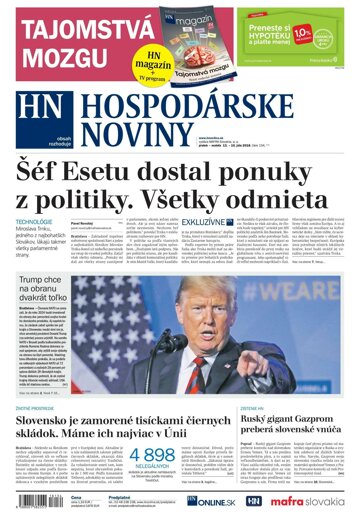 Obálka e-magazínu Hospodárske noviny 13.07.2018