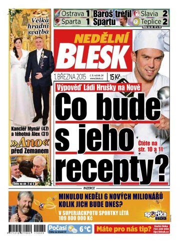 Obálka e-magazínu Nedělní Blesk 1.3.2015