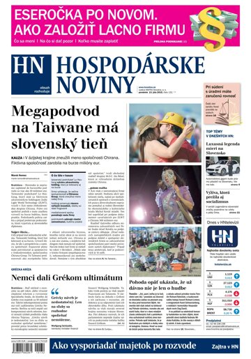 Obálka e-magazínu Hospodárske noviny 13.07,2015
