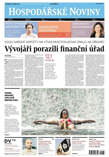 Obálka e-magazínu Hospodářské noviny 153 - 10.8.2015