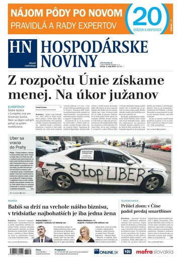 Obálka e-magazínu Hospodárske noviny 03.05.2018