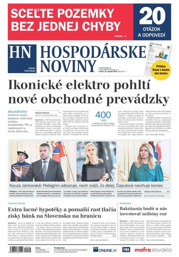 Obálka e-magazínu Hospodárske noviny 27.08.2019