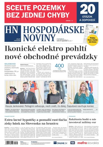 Obálka e-magazínu Hospodárske noviny 27.08.2019