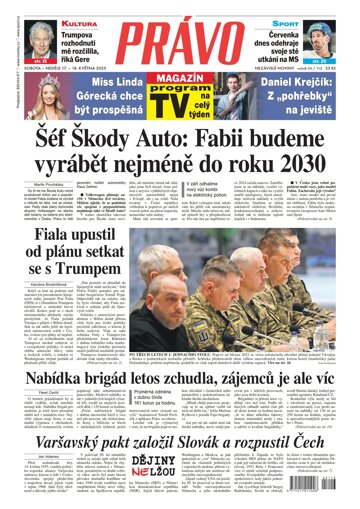 Obálka e-magazínu Deník Právo 17.5.2025