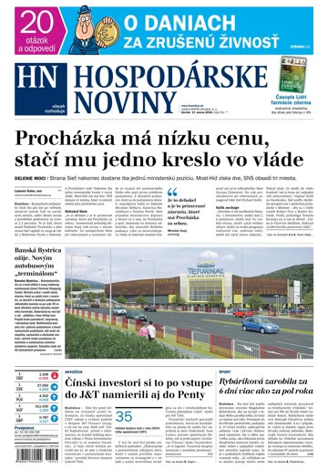 Obálka e-magazínu Hospodárske noviny 17.03.2016