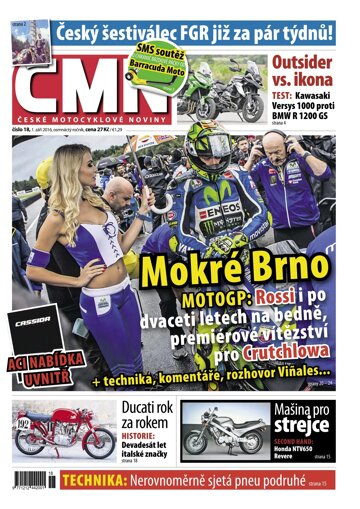 Obálka e-magazínu ČESKÉ MOTOCYKLOVÉ NOVINY 18/2016