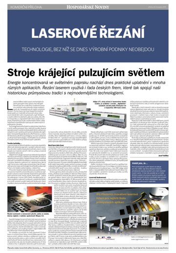 Obálka e-magazínu Hospodářské noviny - příloha 225 - 20.11.2019 příloha Laserové řezání