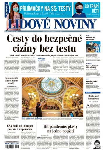 Obálka e-magazínu Lidové noviny 19.5.2020