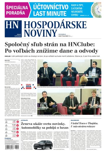 Obálka e-magazínu Hospodárske noviny 02.03.2016