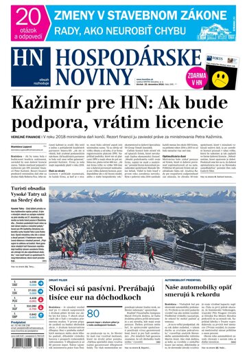 Obálka e-magazínu Hospodárske noviny 22.12.2016