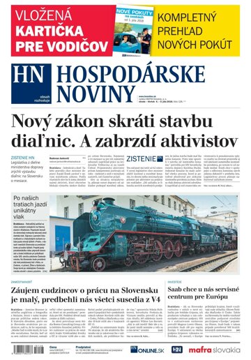 Obálka e-magazínu Hospodárske noviny 04.07.2018