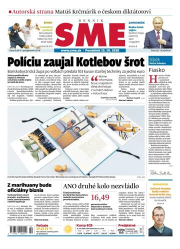 Obálka e-magazínu SME 15.10.2018