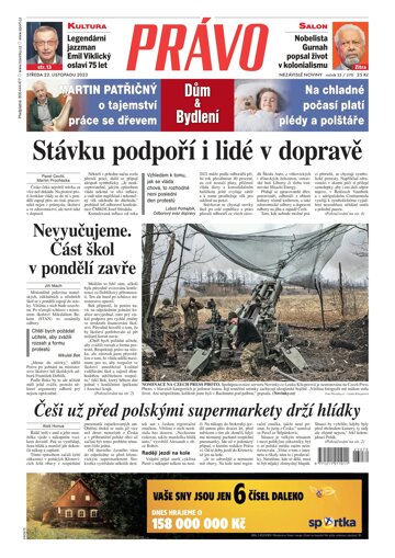 Obálka e-magazínu Deník Právo 22.11.2023