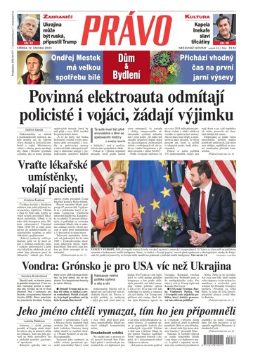 Obálka e-magazínu Deník Právo 12.2.2025
