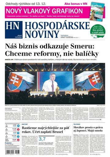 Obálka e-magazínu Hospodárske noviny 07.12.2015