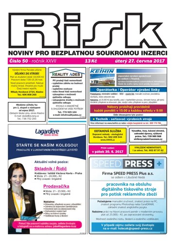 Obálka e-magazínu Risk 50/2017