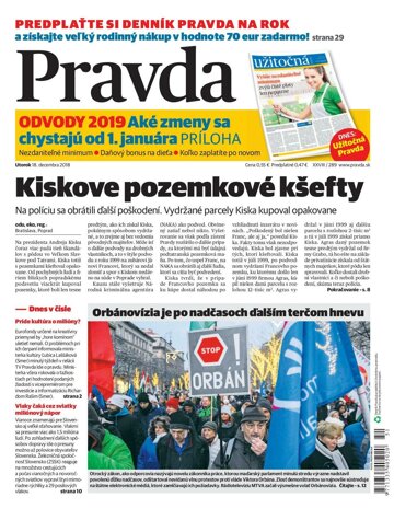 Obálka e-magazínu Pravda 18. 12. 2018