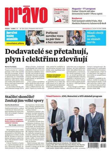 Obálka e-magazínu Deník Právo 25.10.2025
