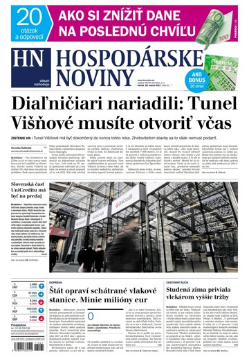Obálka e-magazínu Hospodárske noviny 28.03.2017