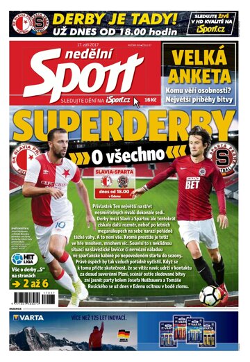 Obálka e-magazínu Nedělní Sport 17.9.2017