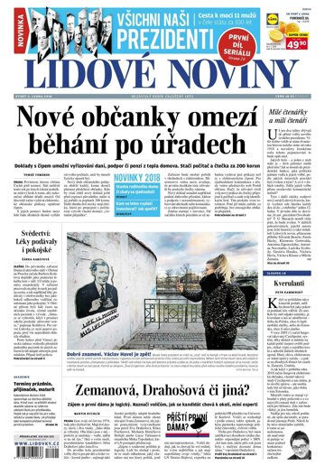 Obálka e-magazínu Lidové noviny 2.1.2018