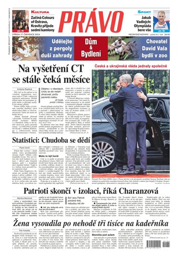 Obálka e-magazínu Deník Právo 17.7.2024