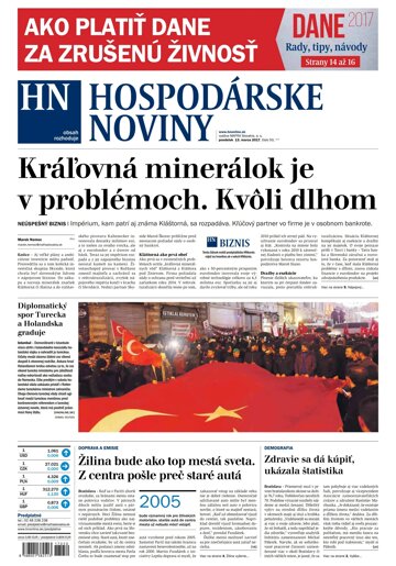 Obálka e-magazínu Hospodárske noviny 13.03.2017