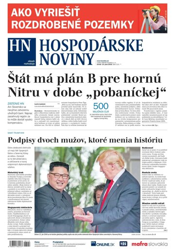 Obálka e-magazínu Hospodárske noviny 13.06.2018