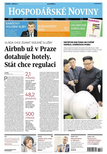 Obálka e-magazínu Hospodářské noviny 170 - 4.9.2017