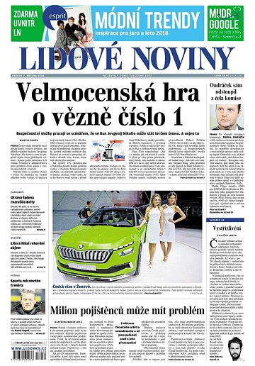 Obálka e-magazínu Lidové noviny 7.3.2018