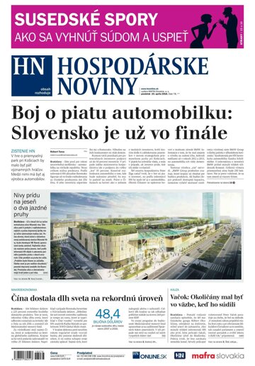 Obálka e-magazínu Hospodárske noviny 23.04.2018