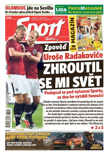 Obálka e-magazínu Sport 17.8.2018