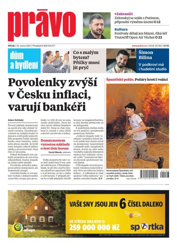 Obálka e-magazínu Deník Právo 20.8.2025