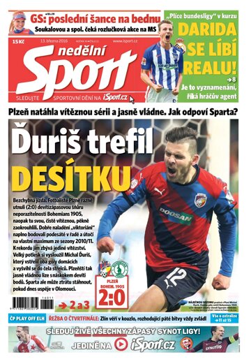 Obálka e-magazínu Nedělní Sport 13.3.2016