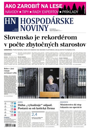 Obálka e-magazínu Hospodárske noviny 19.04.2017