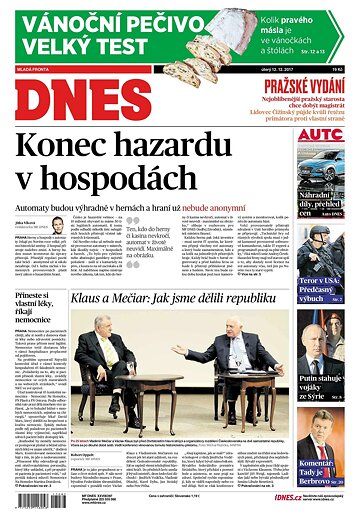 Obálka e-magazínu MF Dnes 12.12.2017