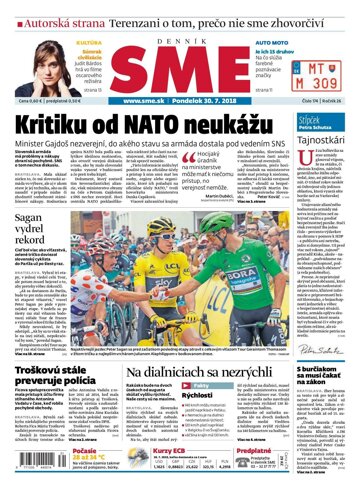 Obálka e-magazínu SME 30.7.2018