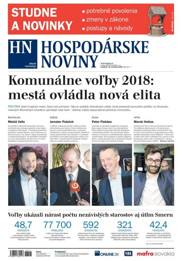 Obálka e-magazínu Hospodárske noviny 12.11.2018