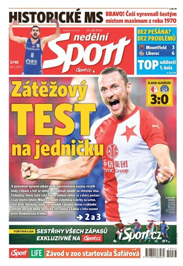 Obálka e-magazínu Nedělní Sport 15.9.2019